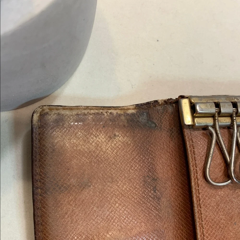 🌹VINTAGE LOUIS VUITTON AUTHENTIC Leather Brown SIGNATURE KEY Wallet 6 rings - Picture 11 of 16